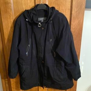 Liz Claiborne Black Hooded Coat Jacket Size Large